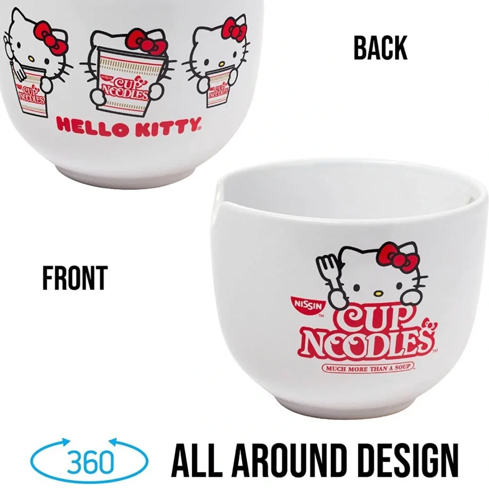 ✨NWT✨ Hello Kitty x Cup Noodles 20 Ounce Ramen Bowl with Chopsticks - Picture 11 of 12